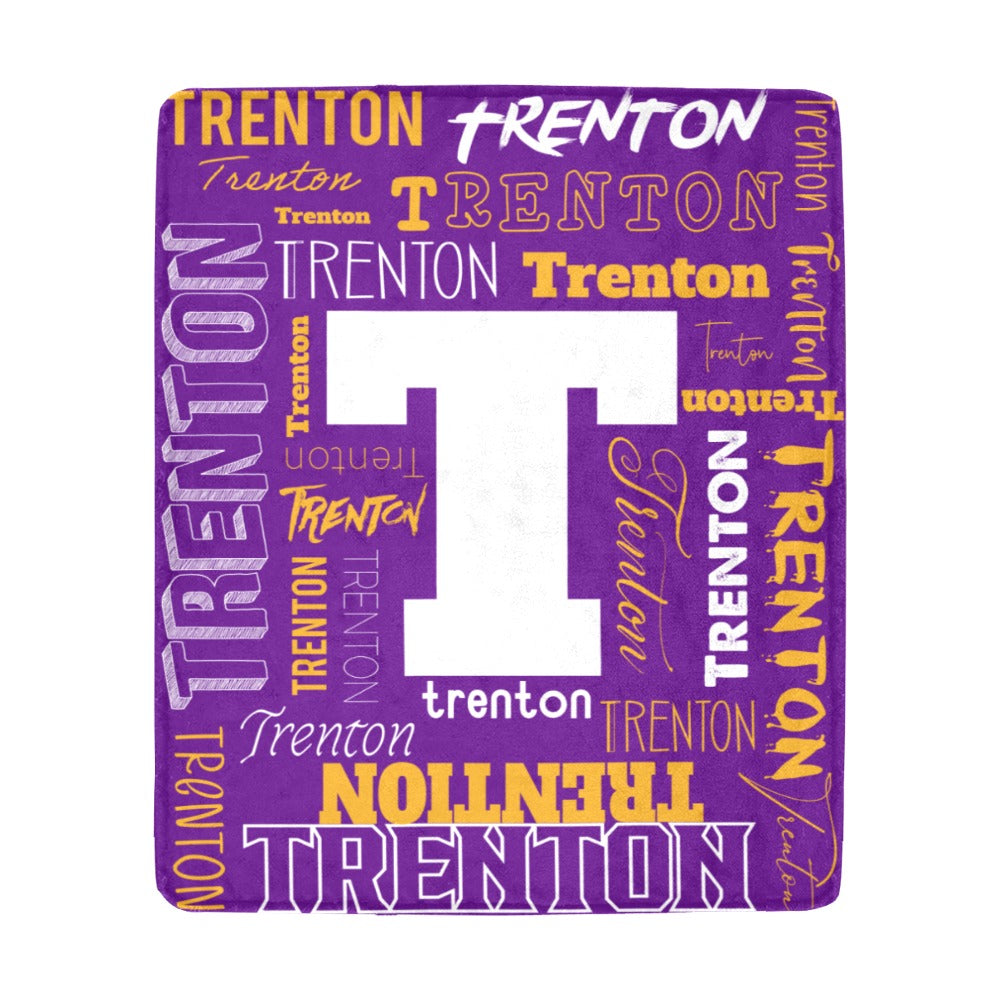 "Custom Name w. Initial" Soft Micro Fleece Purple Blanket (Various Sizes)