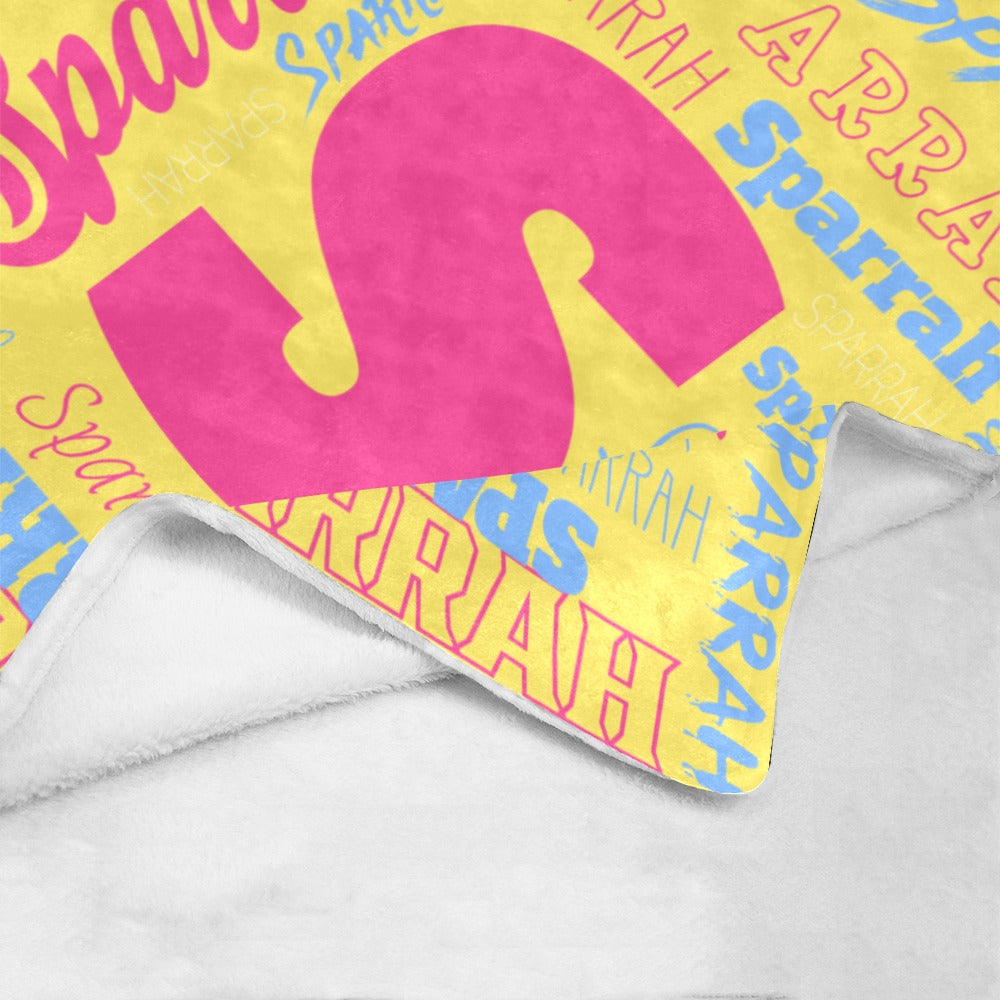"Custom Name w. Initial" Soft Micro Fleece YELLOW Blanket (Various Sizes)