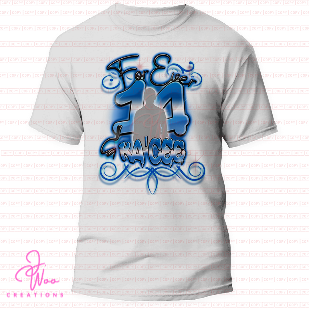 Custom Airbrush Inspired Center Print T-shirt (103)
