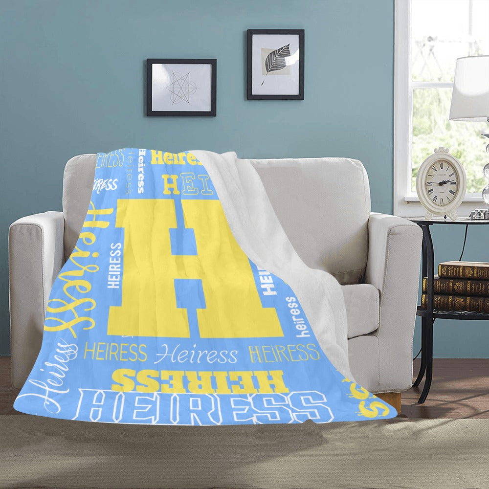 "Custom Name w. Initial" Soft Micro Fleece SKY BLUE Blanket (Various Sizes)