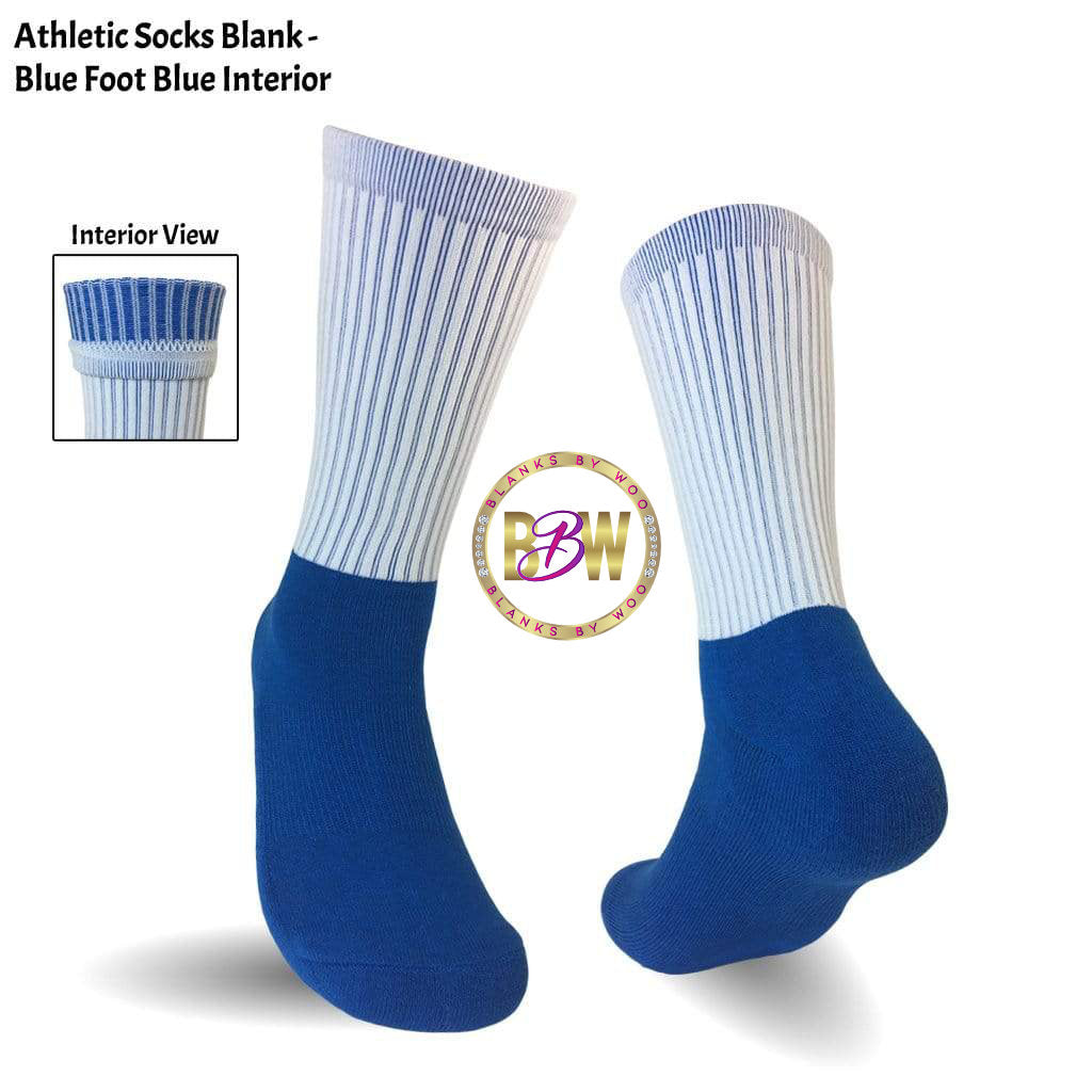 Adult Blank Color Athletic Sublimation Socks (Cotton Bottom)