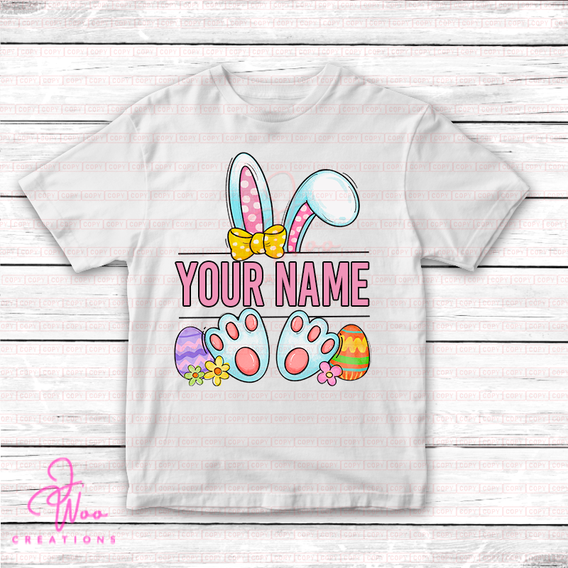 Easter Monogram Bunny Ears & Feet T-Shirt  🐰
