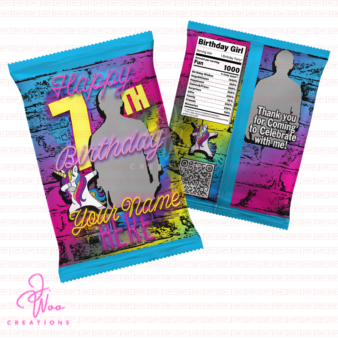 Colorful Unicorn Birthday Party Chip Bags (104)