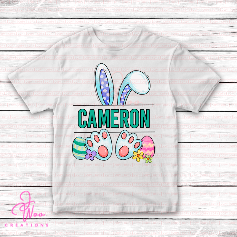 Easter Monogram Bunny Ears & Feet T-Shirt  🐰