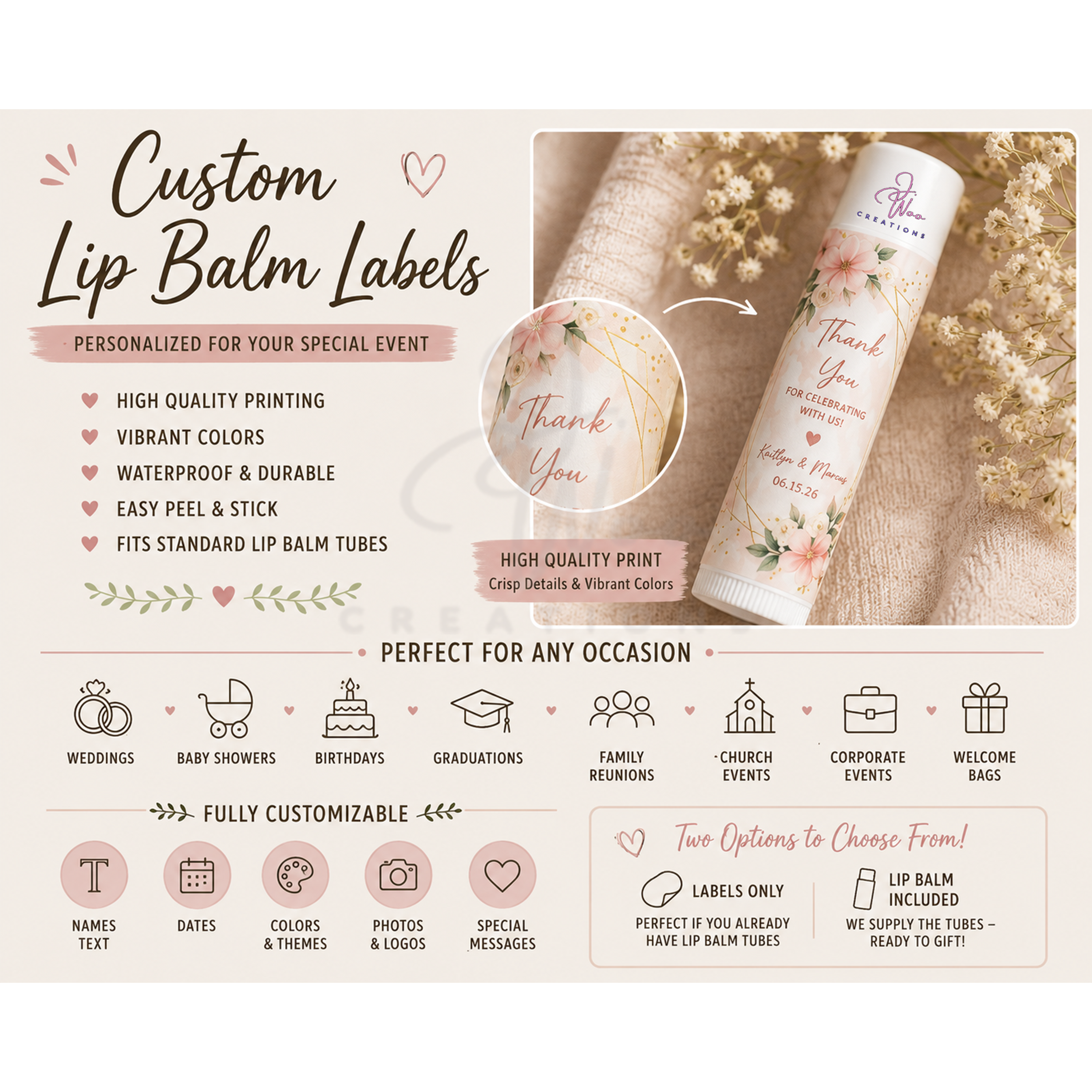  describes all occasions and customization options