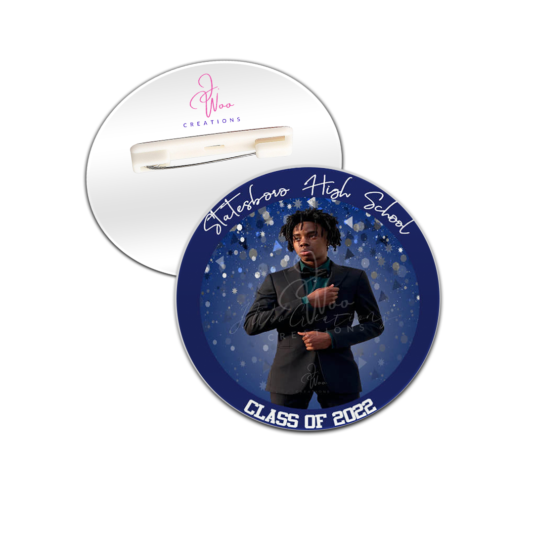 3" Graduation Photo Pin Button