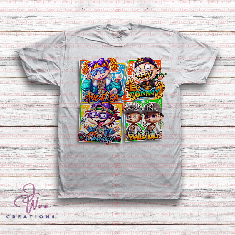 90s Cartoon Hip-hop Center Print T-shirt (102)