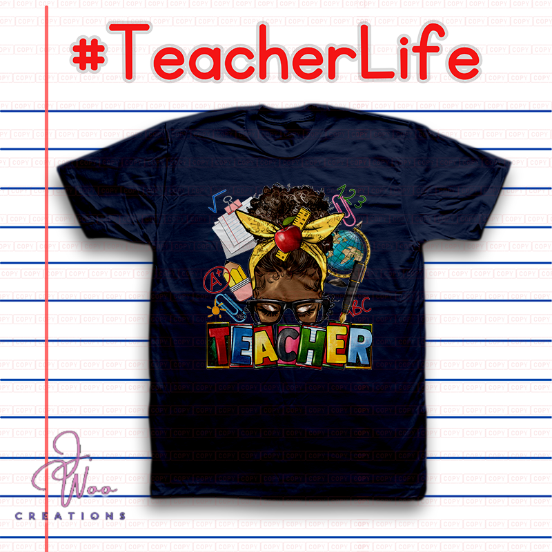Messy Bun Teacher T-Shirt - Colorful Teacher Life Graphic Tee