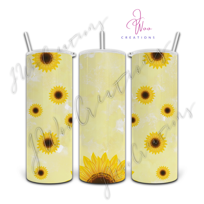 20 oz. Stainless Steel Tumbler - Watercolor Sunflower (Yellow)