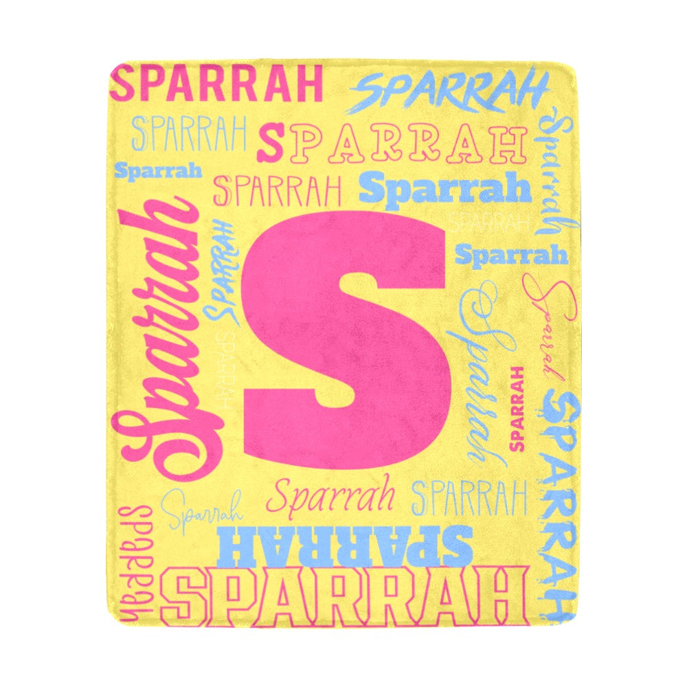 "Custom Name w. Initial" Soft Micro Fleece YELLOW Blanket (Various Sizes)