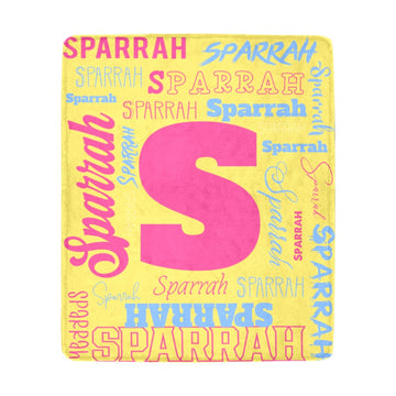 "Custom Name w. Initial" Soft Micro Fleece YELLOW Blanket (Various Sizes)