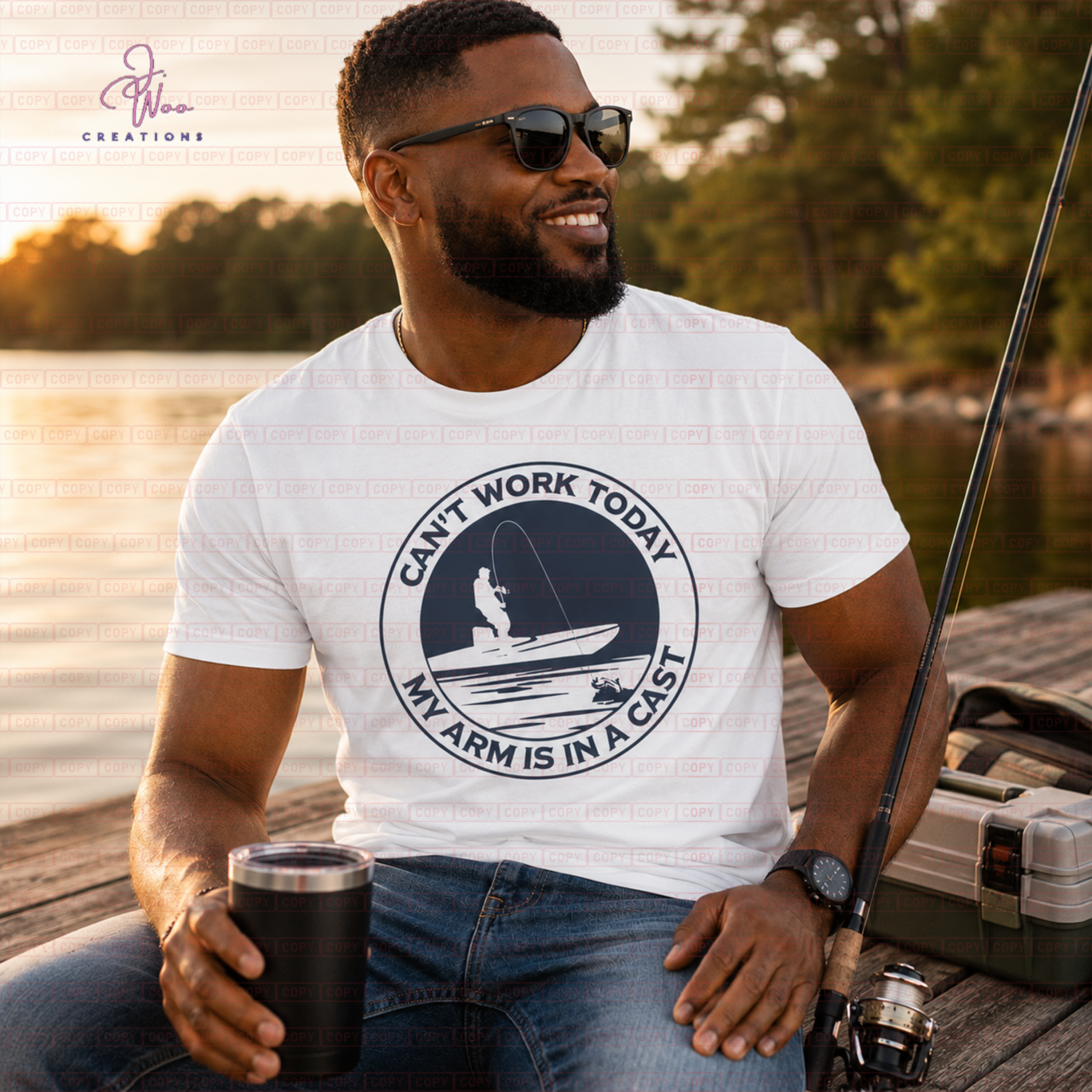 Can't Work....Arm in Cast (Fishing) Tee