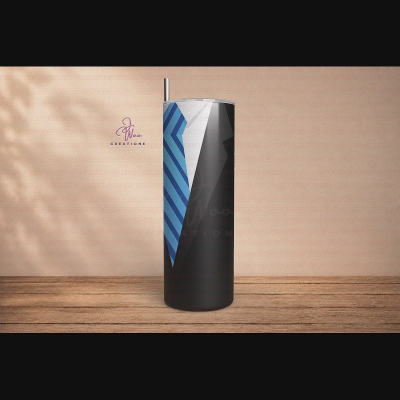 mp4 video of Black Father’s Day tumbler with gold crown design on warm wood background