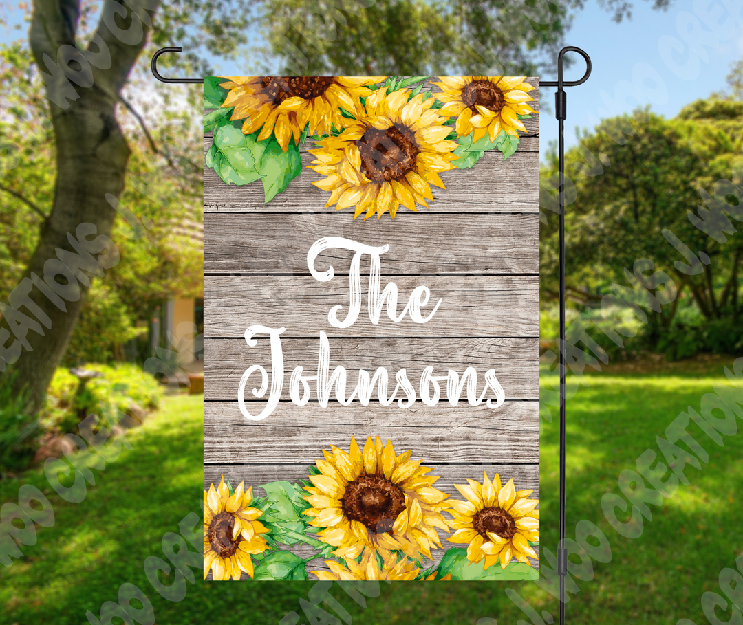 Sunflower Garden Flag w/ Family Name