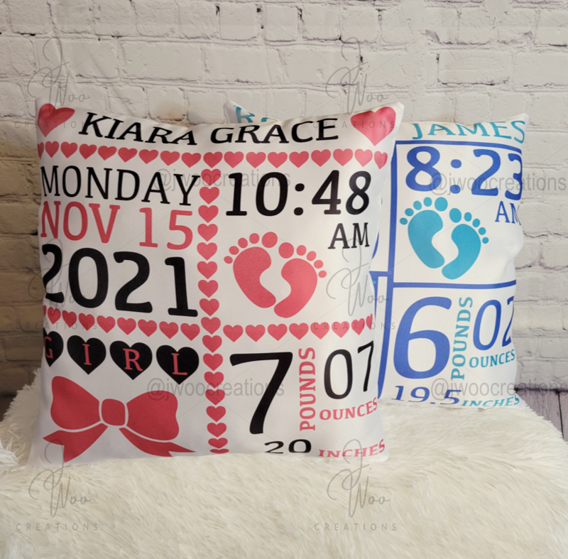 Birth Announcement Pillow Cover