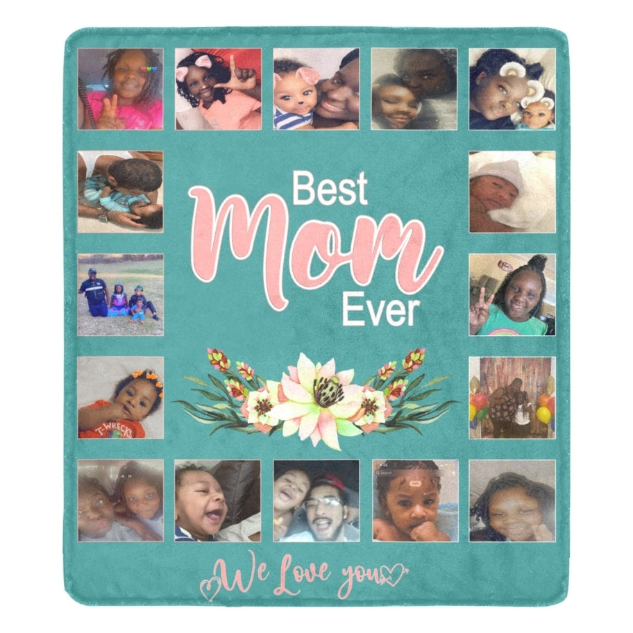 "Best Mom Ever" 16-Panel Ultra-Soft Micro Fleece Photo Blanket 70''x80''