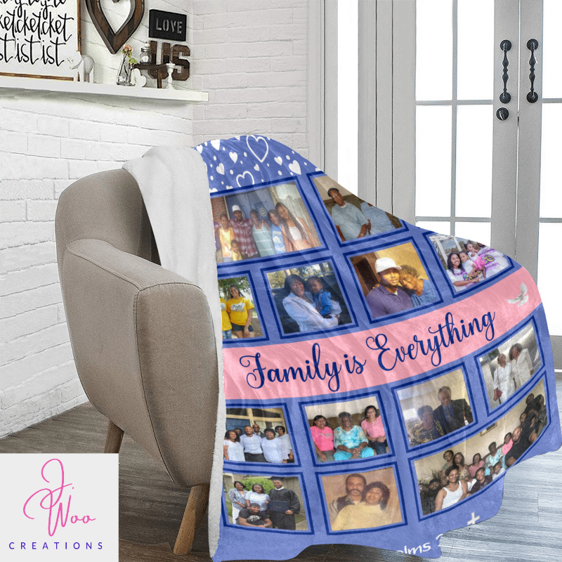 "Family is Everything"  Ultra-Soft Micro Fleece Photo Blanket 70''x80''